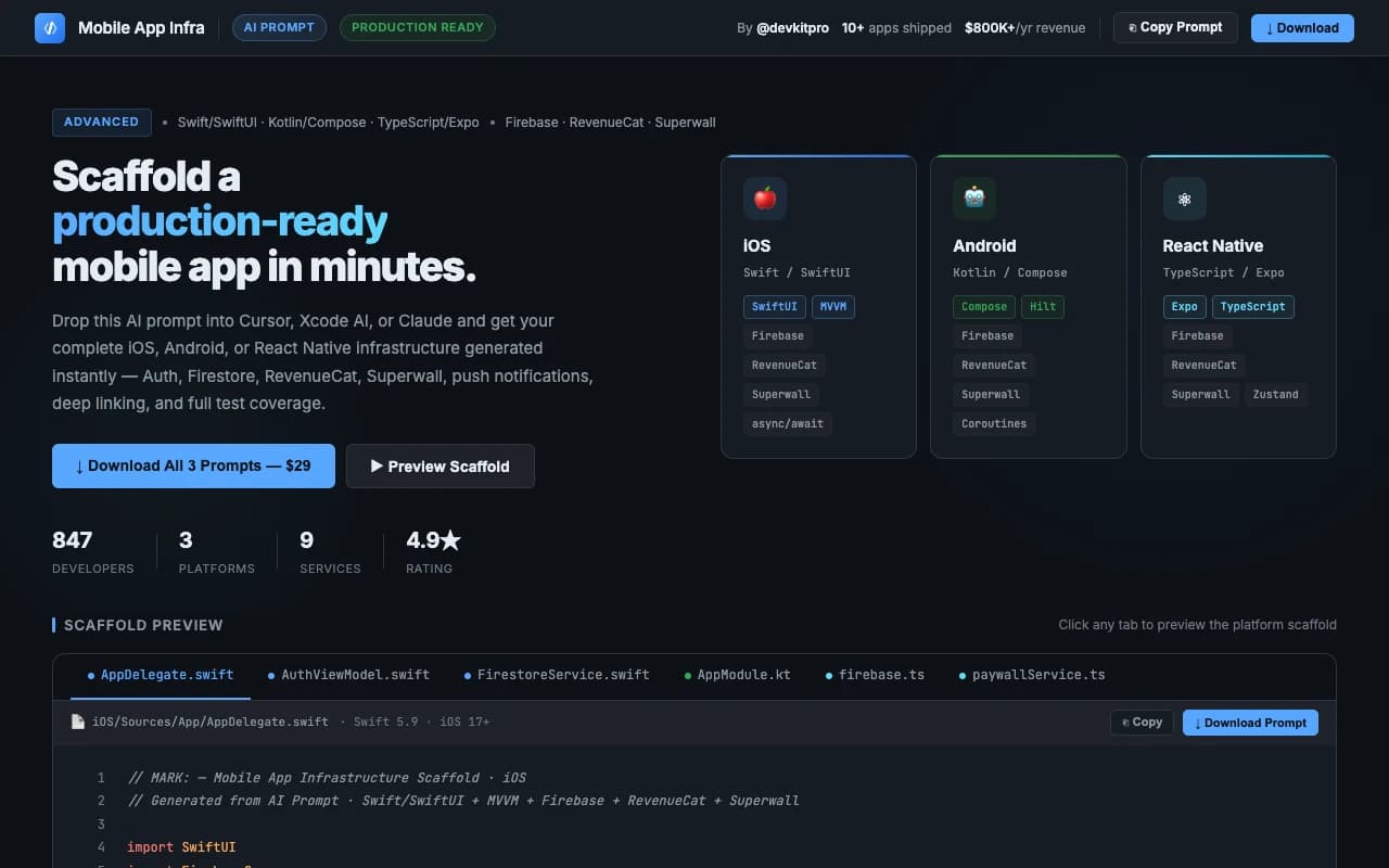 Mobile App Infrastructure — AI Prompt preview