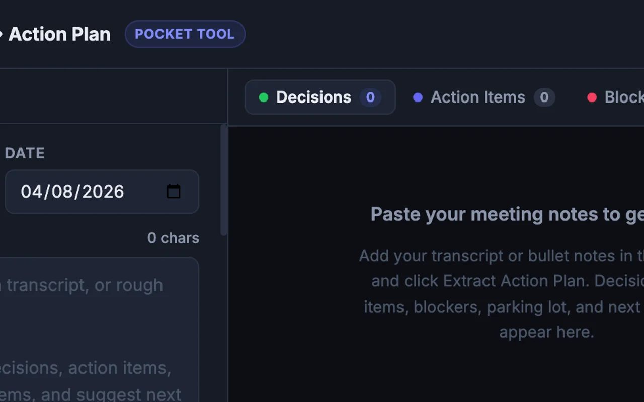 Meeting Notes → Action Plan — Ready-to-Use Tool preview