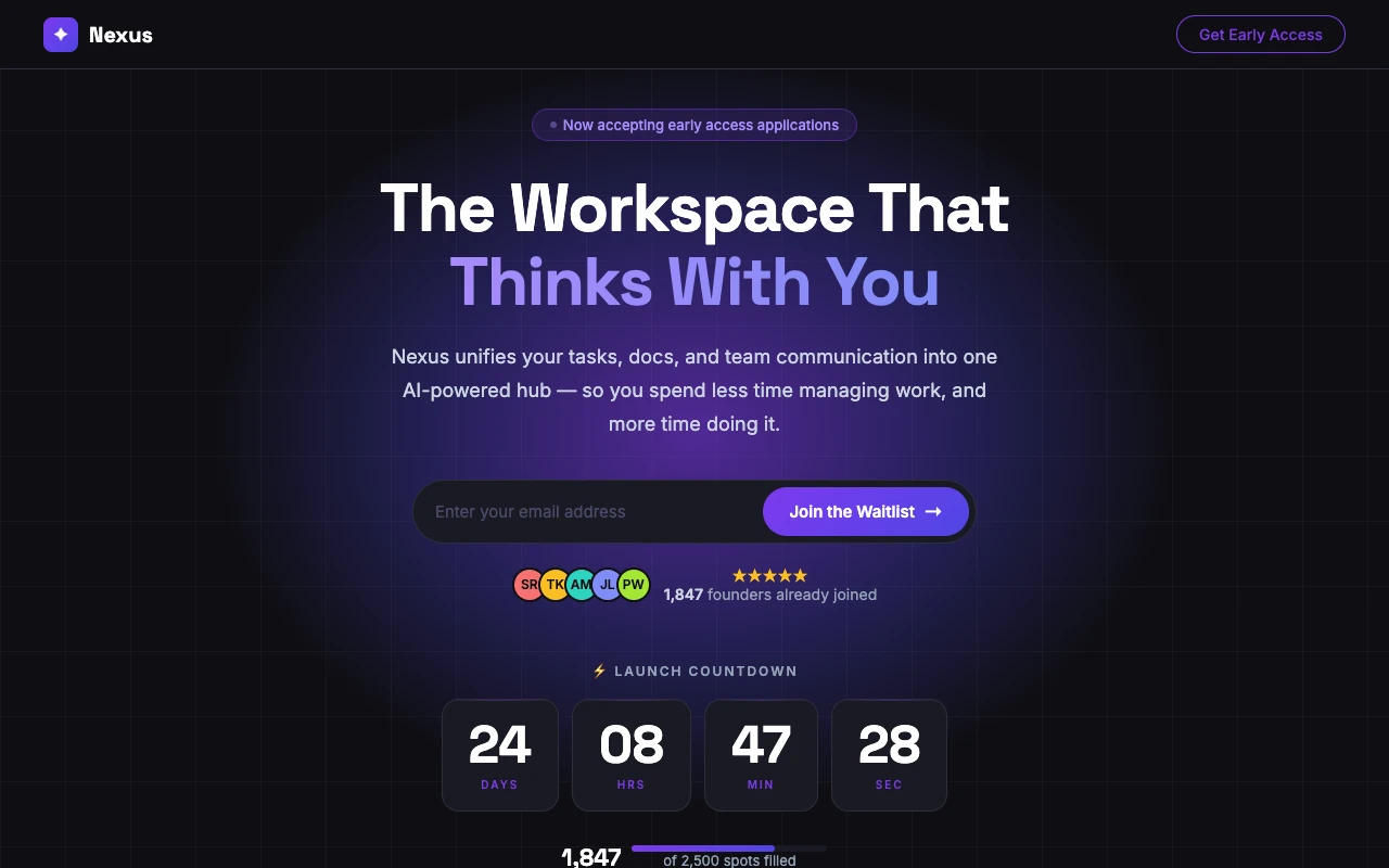 Waitlist Launch Page preview