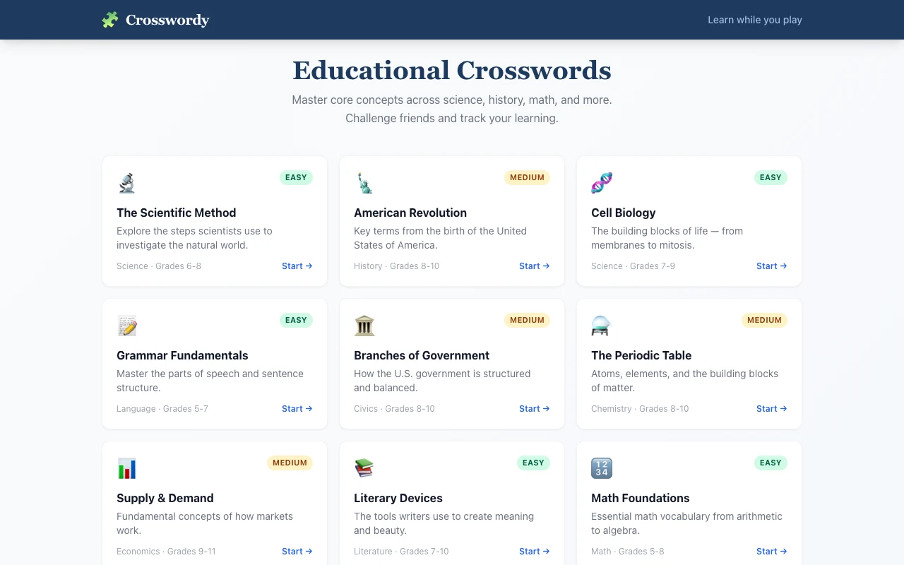Crosswordy screenshot