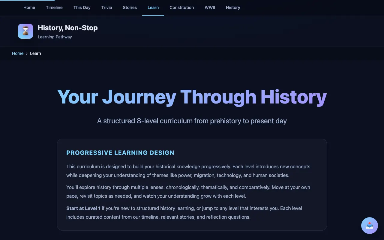 History Learning Pathway screenshot