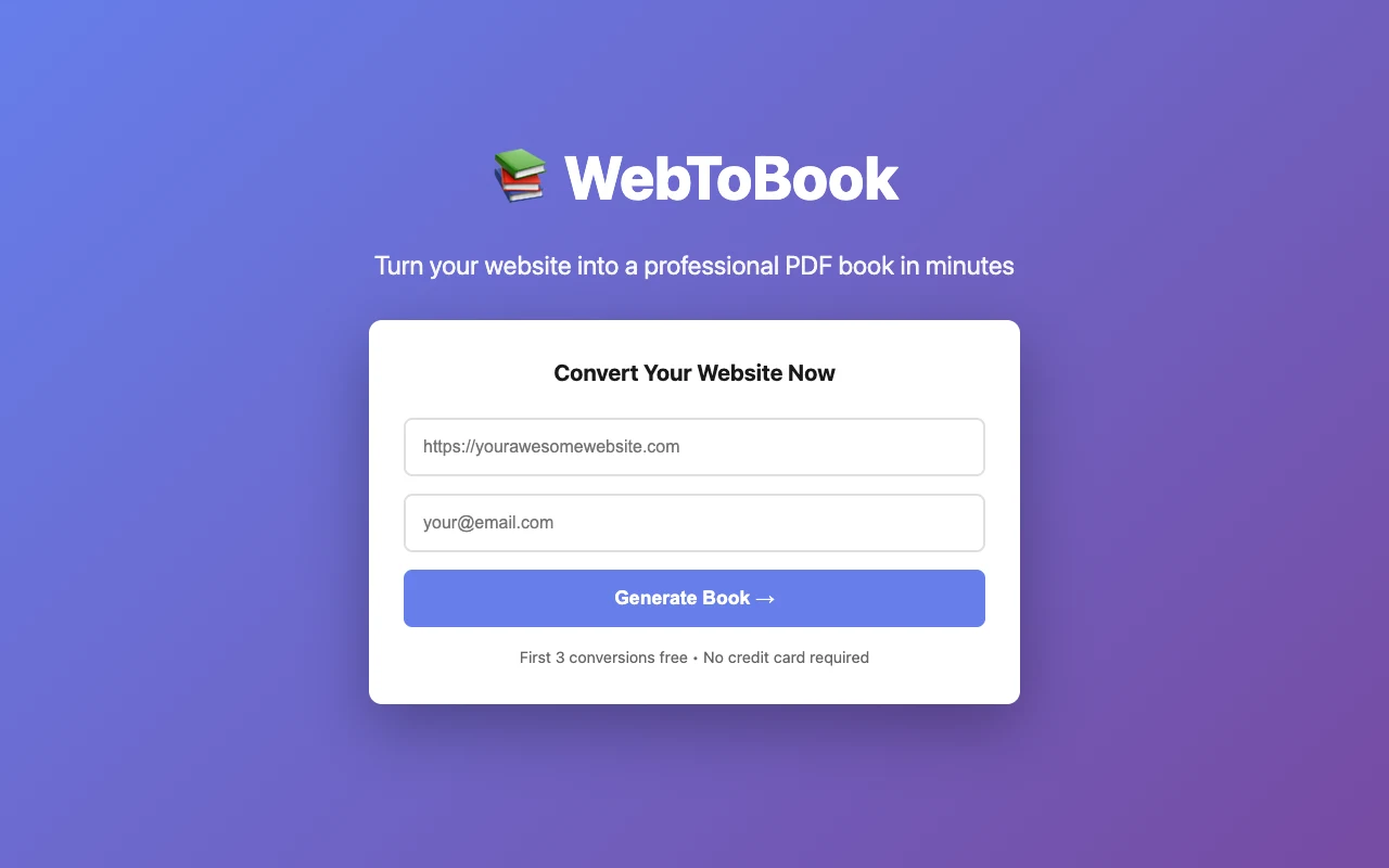 WebToBook screenshot